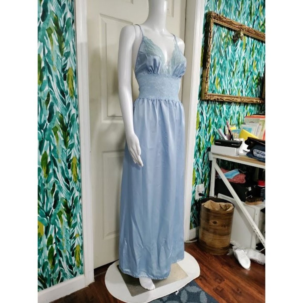 NWT Vintage Jennifer Moore Lace Trim Long Gown Satin M - Picture 5 of 8